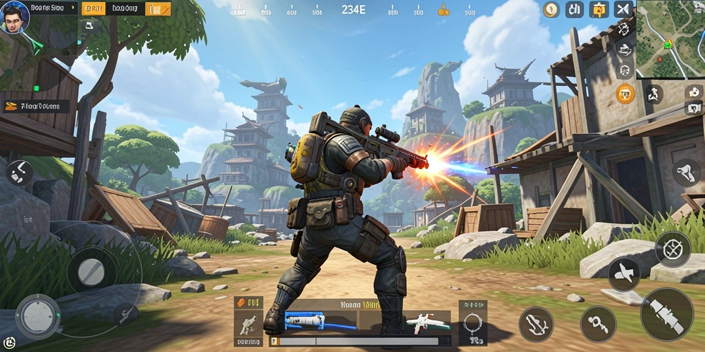Gambar menunjukkan aksi intens dalam game TPS 234E.