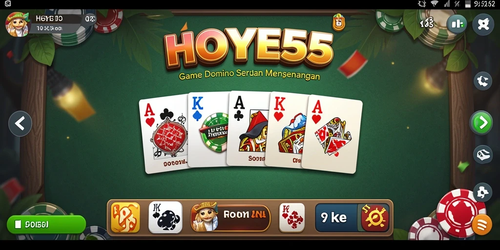 Tampilan gameplay seru dalam HOYE55 dengan fitur Domino.