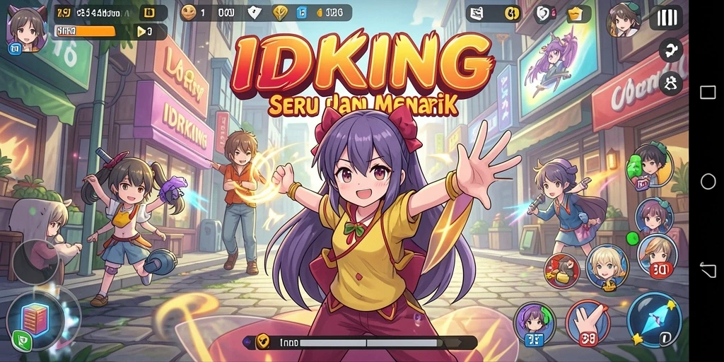 Tampilan gameplay seru IDRKING dengan karakter Anime yang beraksi.