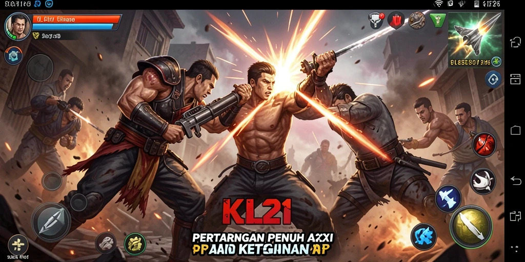 Screenshot menampilkan pertarungan seru dalam game LK21.