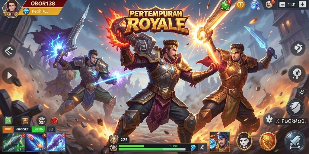Tangkapan layar gameplay OBOR138 menampilkan aksi pertempuran yang mendebarkan.