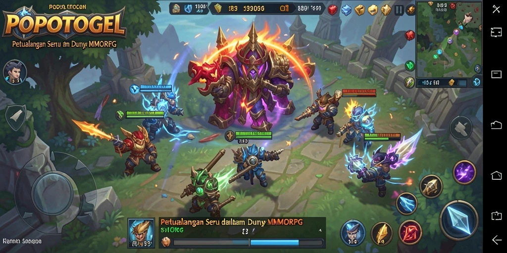 Gameplay menarik dalam dunia MMORPG yang luas dan interaktif.